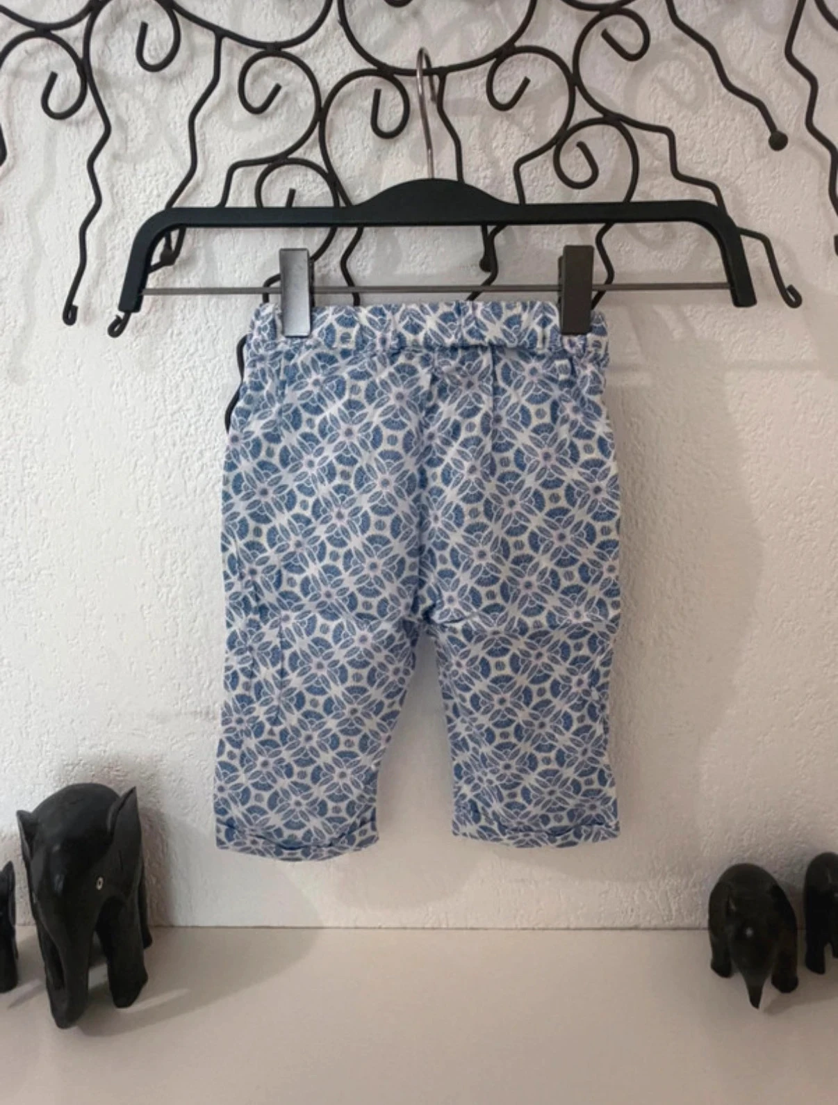 Calça de saruel leve Sergent Major branca e azul com estampa floral - Tamanho 24 meses (86 cm) – photo 4